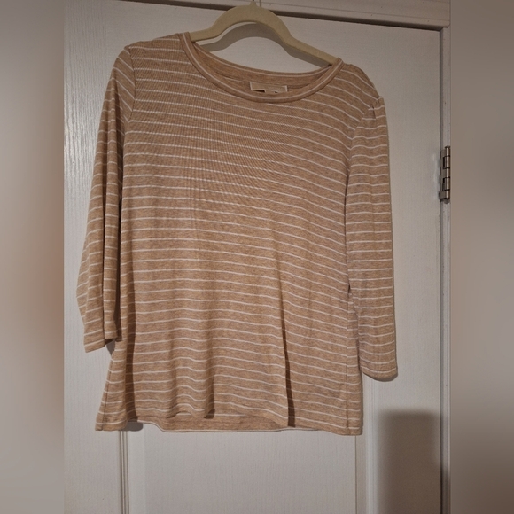 Women's Michael Kors Sweater Blouse Top L Striped‎ Shirt - Picture 1 of 3